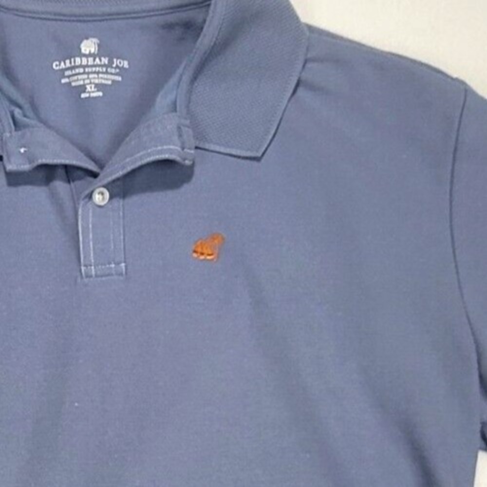 Caribbean Joe Men's Polo Shirt Blue Casual Cotton Embroidered Logo XL - Picture 4 of 8